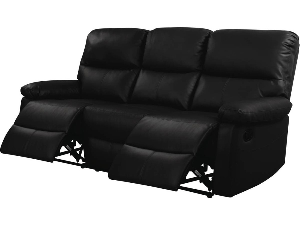 Sofá reclinable 3 plazas "Lincoln" - Color negro