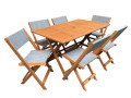 Salon comedor para jardín  "Séoul" - 1 mesa + 6 sillas - Maple - Gris