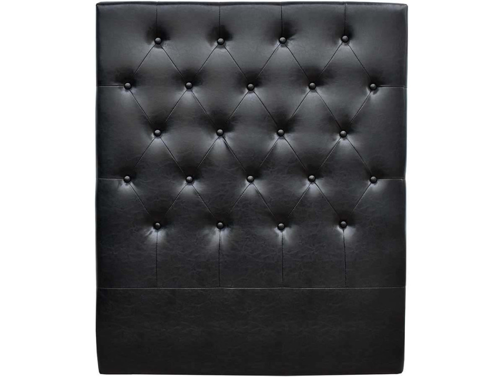 Cabecero de cama acolchado 90 cm "Déco" en PVC - Negro
