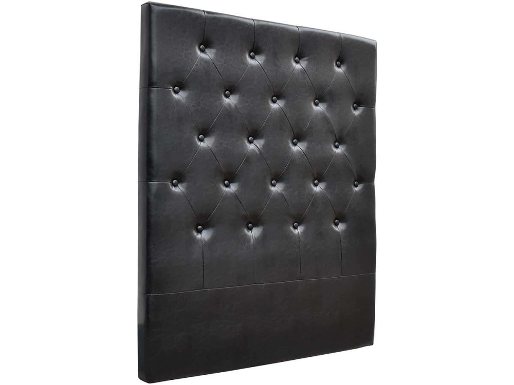 Cabecero de cama acolchado 90 cm "Déco" en PVC - Negro