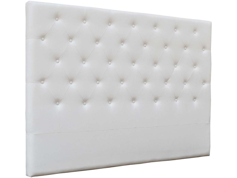 Cabecero de cama acolchado "Déco" en PVC - Blanco