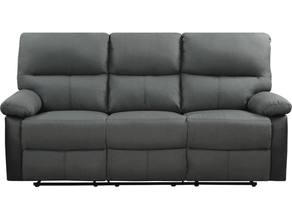 Sofá reclinable 3 plazas "Lincoln" - Color negro/Gris oscuro