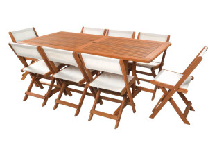 Comedor de jardín "Séoul" - 1 mesa + 8 sillas - Maple - Beige