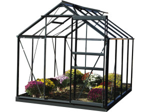 Invernadero de jardín de vidrio templado "Sekurit" - 4,7 m² - 186 x 250 x 190 cm - Antracita