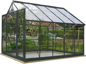 Invernadero de jardín de vidrio templado "Sekurit" - 7,6 m² - 244 x 304 x 190 cm - Antracita