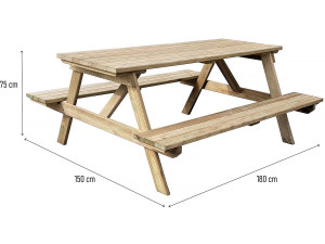 Mesa de picnic para adultos "Gardenia" - 180 x 150 x 75 cm - 6/8 personas 2
