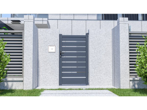 Puerta peatonal incorporada de aluminio "Bastien" - 100 x 176 cm - Antracita 2