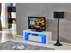 Mueble TV LED BORDA - 130 x 34 x 45 cm - Blanco 2
