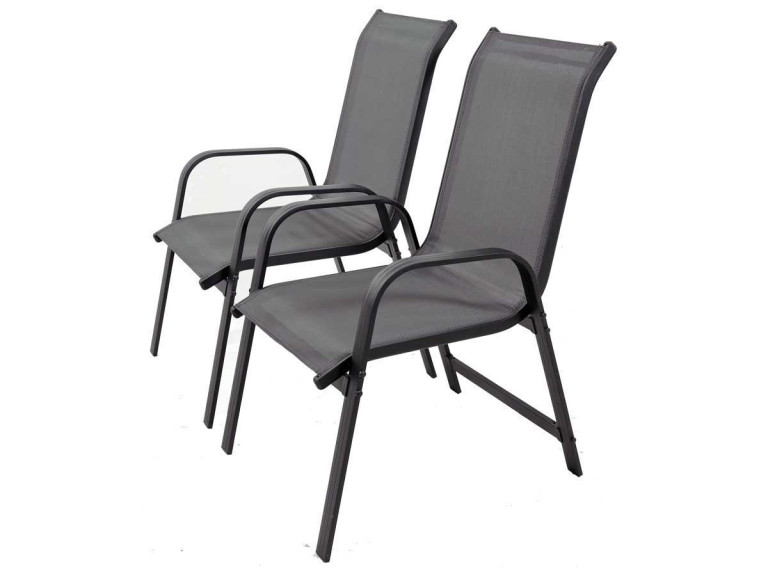 Juego de 2 sillas para jardin textileno "Porto"- Phoenix - gris oscuro