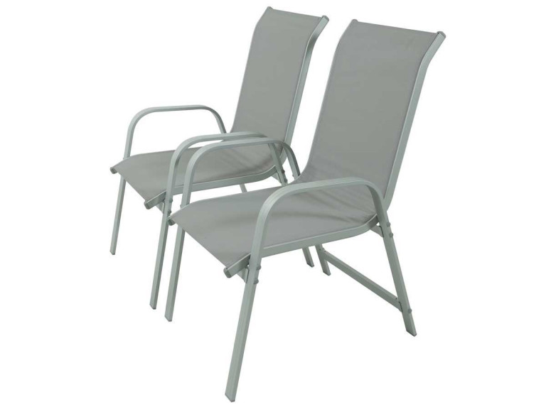 Juego de 2 sillas para jardin textileno "Porto"- Phoenix - gris claro