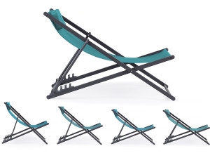 Juego de 2 sillas de metal de textileno - Con reposacabezas - Azul 2
