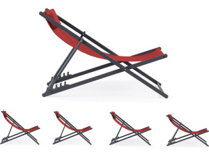 Juego de 2 sillas de metal de textileno - Con reposacabezas - Rojo 2