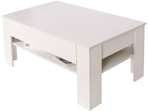 Mesa de centro rectangular con cajón "Joy" - Blanco