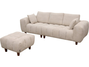 Pouf "Matignon" para sofá recto - 70 x 70 x 46 cm - Beige 2