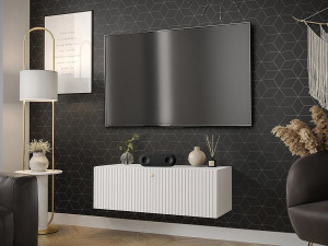 Mueble TV suspendido "Waldi Riflo" - 100 x 34 x 40 cm - Blanco 2