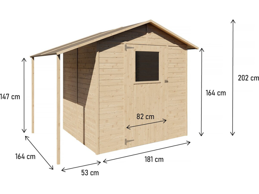 Caseta de jardín de madera de 4,6 m2 con tronco "Jura" - 15 mm